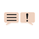 Two speech bubbles representing communication and support