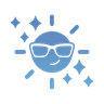 Smiling sun wearing sunglasses icon