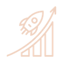Upward growth chart with a rocket launching